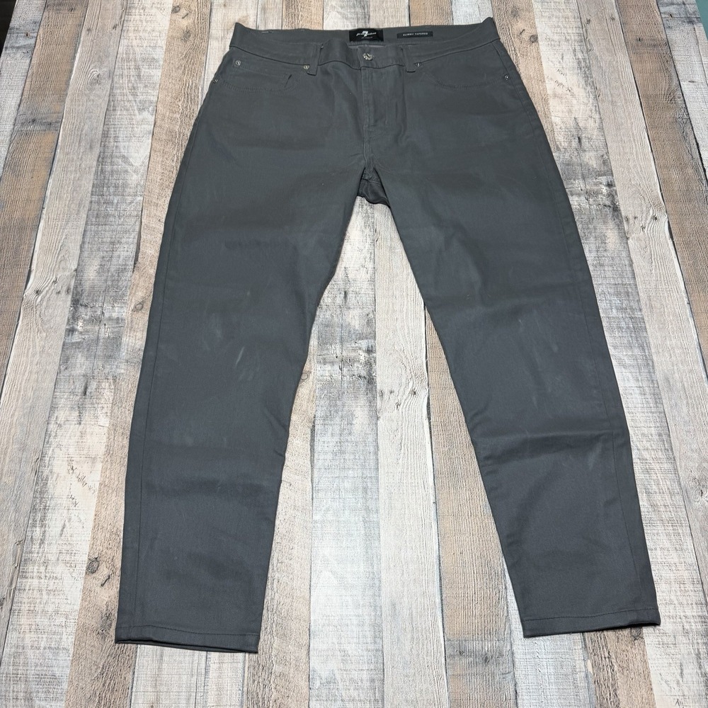 7 For All Mankind Jeans Men 36x26 Gray Slimmy Tapered Stretch Denim Casual
